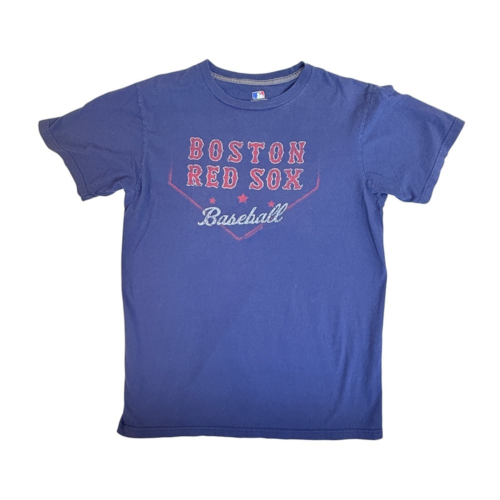 MLB Boston Red Sox T-Shirt Mens Medium Blue Distressed Graphic Tee RN 15220